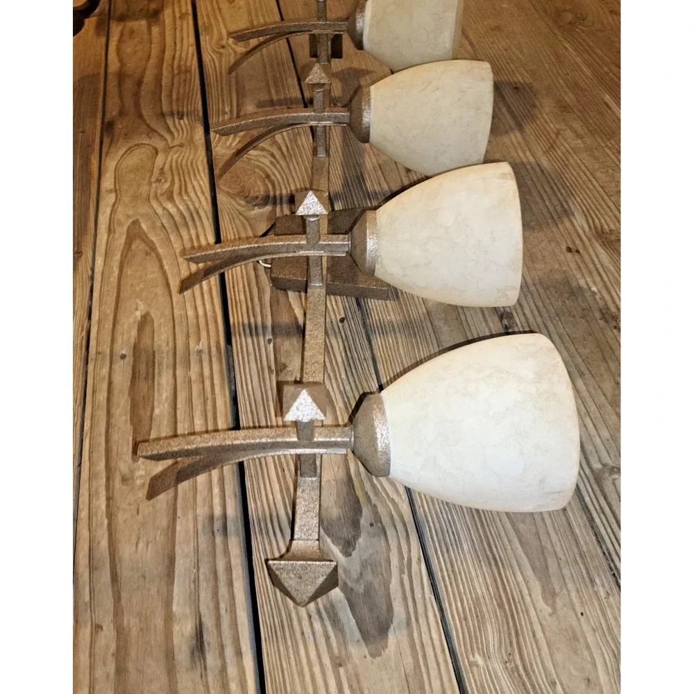 NEW Nuvo Rustic Finish Tuscan Suede Glass Shade 4-light Bath Fixture 33 X 12 X 7